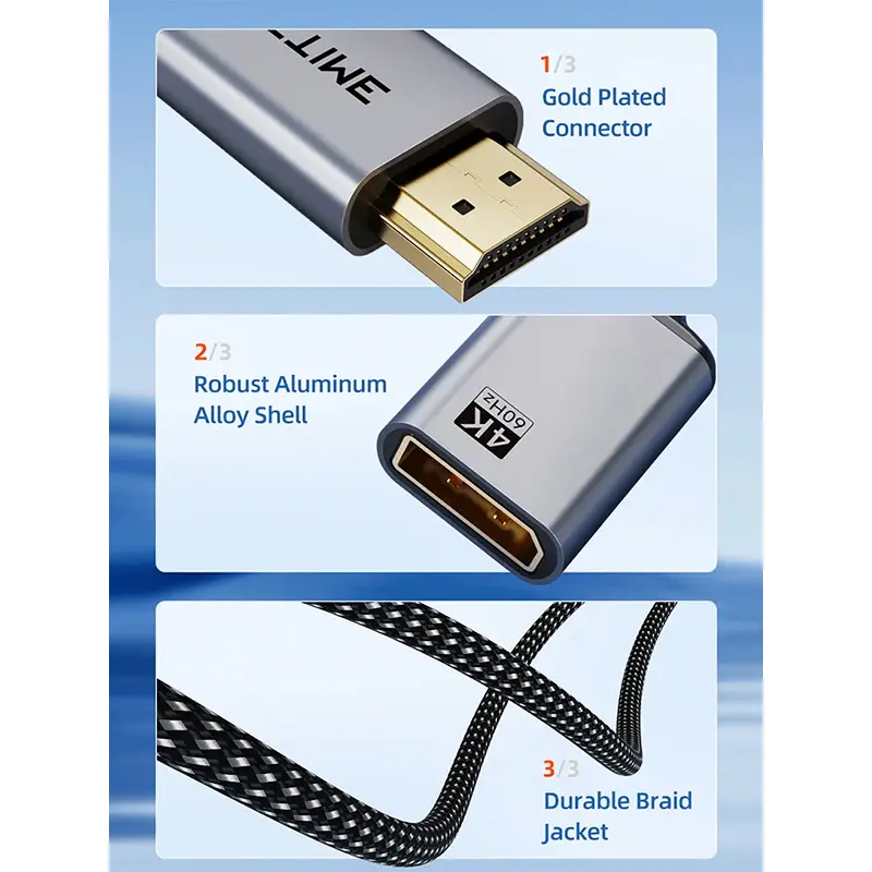 Adaptador HDMI a DisplayPort USB-A Cabletime CP51B 4K60, vista 3