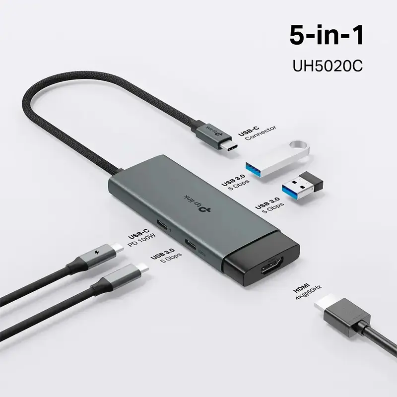 Adaptador USB-C a HDMI+USB TP-Link UH5020C, vista 3