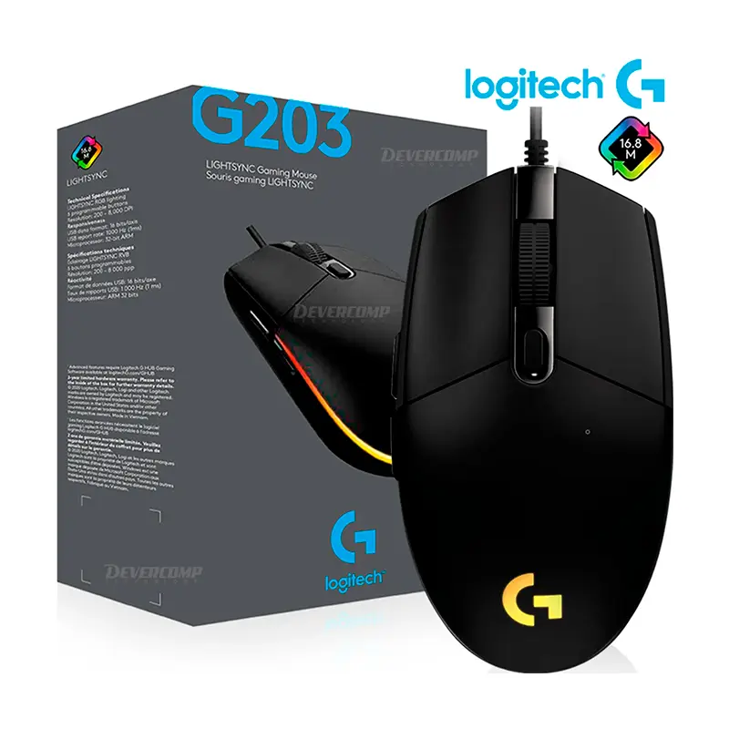 Mouse Logitech G203 Lightsync 8,000 dpi, vista 2