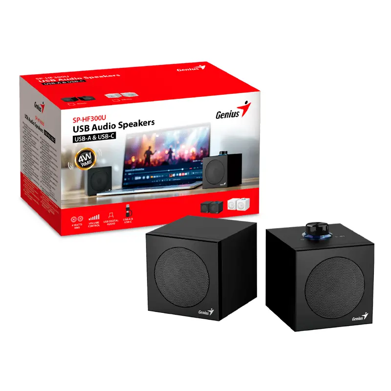 Parlante 2.0 Genius SP-HF300U USB-C/A Black, vista 1