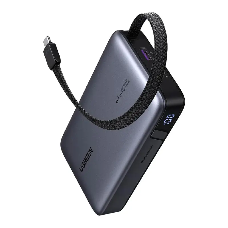 UGREEN Power Bank 20,000 mAh 67W con cable integrado, vista 2