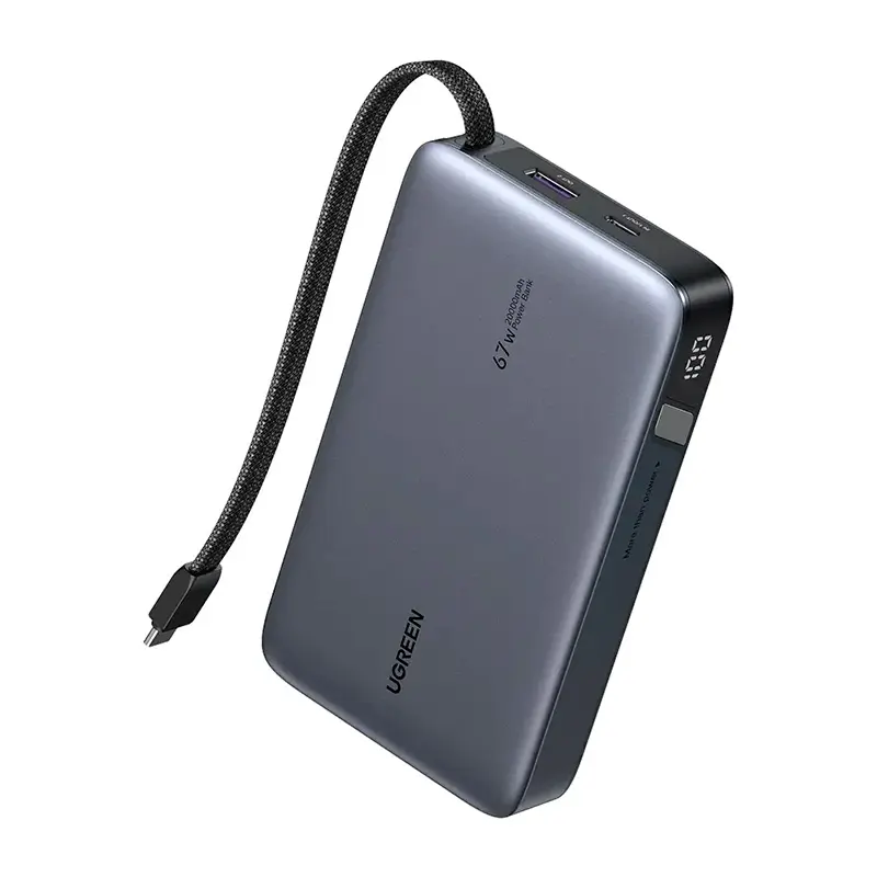 UGREEN Power Bank 20,000 mAh 67W con cable integrado, vista 3