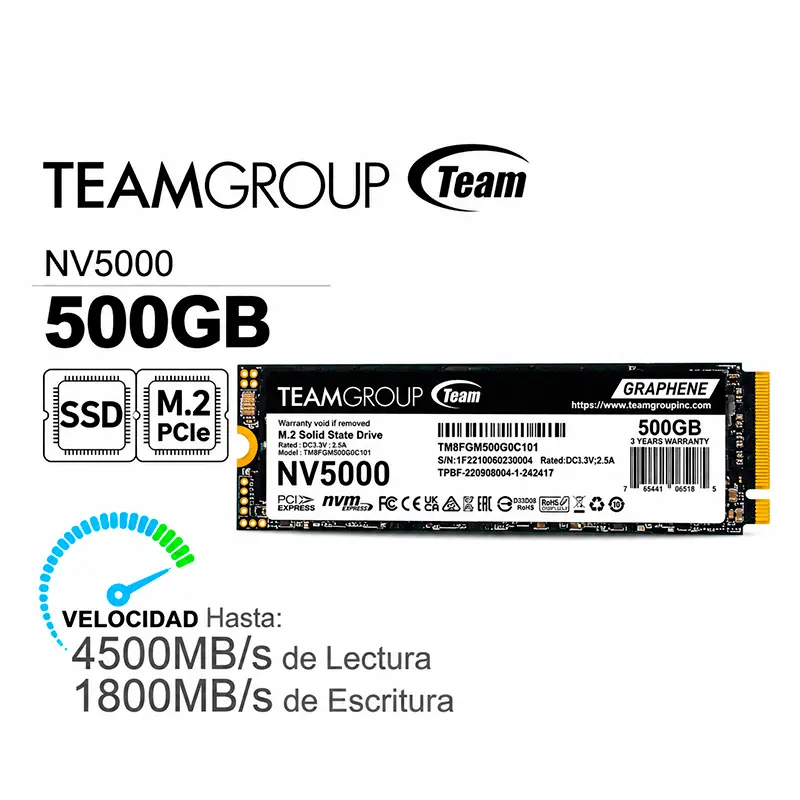 SSD M.2 PCIe 500GB TeamGroup NV5000 Gen4, vista 2