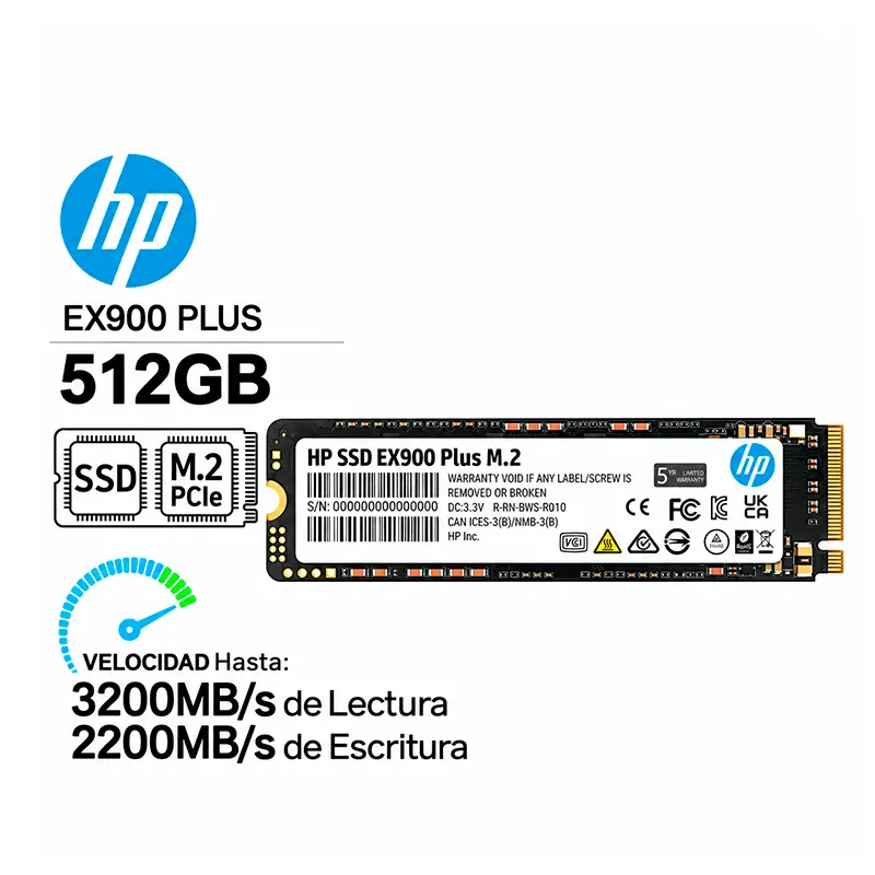 SSD M.2 PCIe 512GB HP EX900 Plus Gen3, vista 2